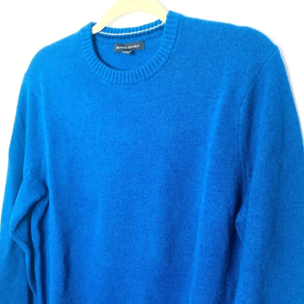 Banana Republic Teal Merino Wool Blend Crewneck Pullover Soft Knit Sweater Sz M